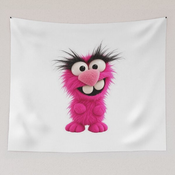 Item preview, Fuzzy Pink Monster Sticker with Big Eyes designed and sold by Snurly.