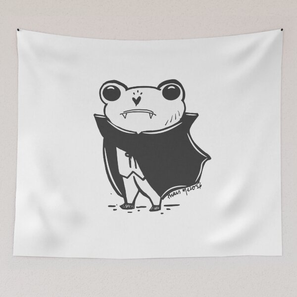 Item preview, Sad Frog Vampire - Cute Spooky Halloween Ink Art designed and sold by ThaisMelo.