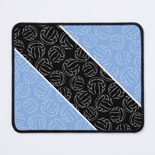 Item preview, Line art volleyballs on angled color blocks - light blue & black  designed and sold by katzdzynes.