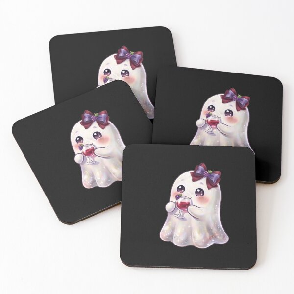 Item preview, Cute Kawaii Ghost Drinking a Grape Wine Glass Design / Halloween / Cafe / Ghosts / Foodie / Drinks / T-shirts mugs stickers phone case hardcover journal poster designed and sold by TeenLake.