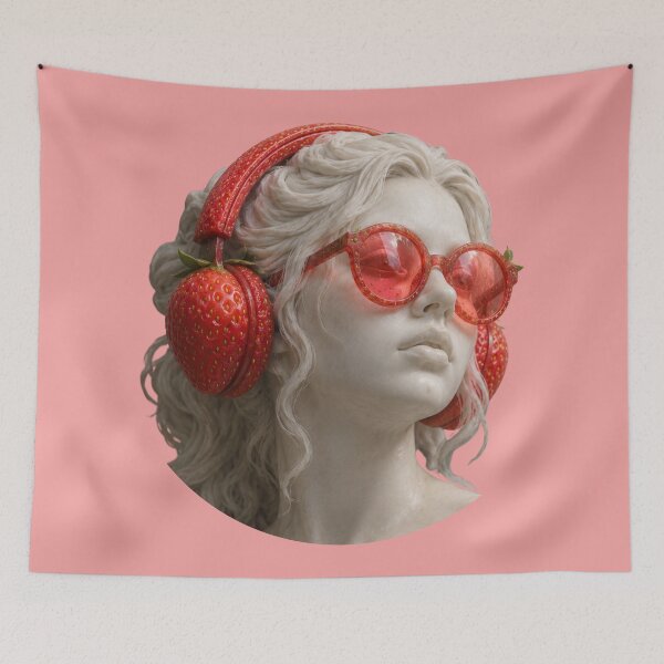 Item preview, Vibrant Strawberry Girl Modern Cyberpunk Strawberry Fruit Aesthetic designed and sold by Sulco Design.
