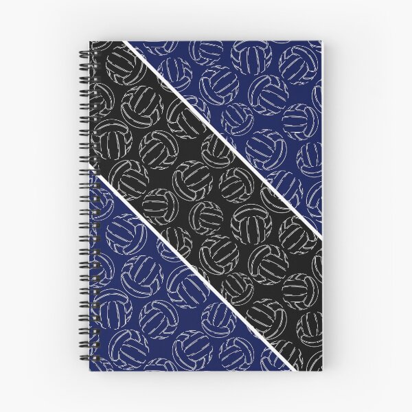 Item preview, Line art volleyballs on angled color blocks - navy blue & black  designed and sold by katzdzynes.