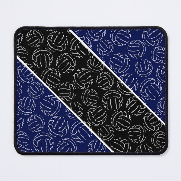 Item preview, Line art volleyballs on angled color blocks - navy blue & black  designed and sold by katzdzynes.