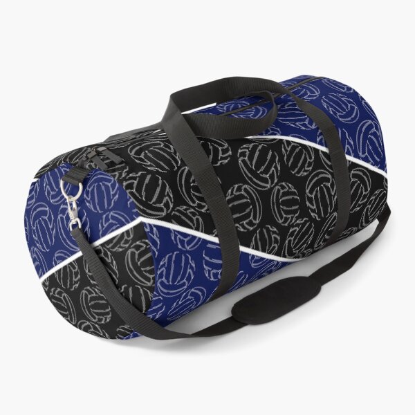 Item preview, Line art volleyballs on angled color blocks - navy blue & black  designed and sold by katzdzynes.