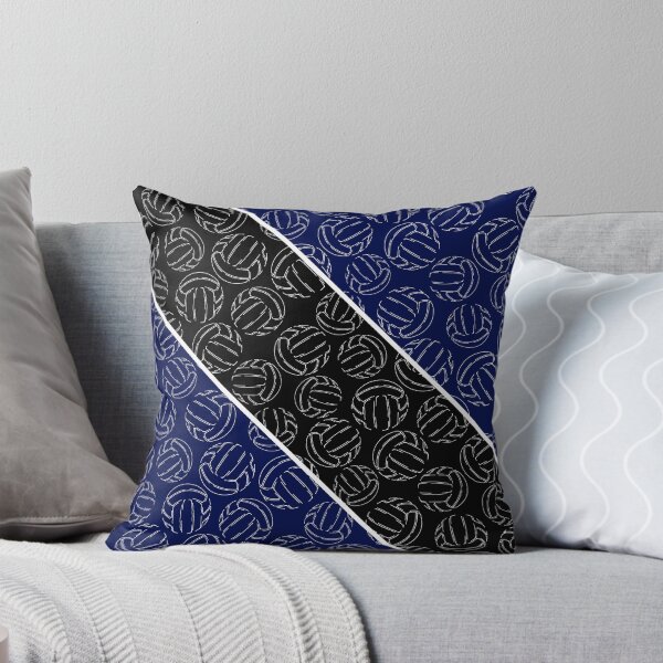 Item preview, Line art volleyballs on angled color blocks - navy blue & black  designed and sold by katzdzynes.