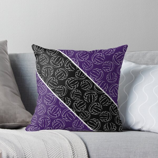 Item preview, Line art volleyballs on angled color blocks - purple & black  designed and sold by katzdzynes.