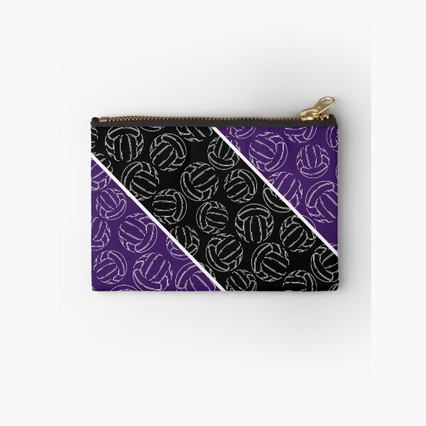Item preview, Line art volleyballs on angled color blocks - purple & black  designed and sold by katzdzynes.