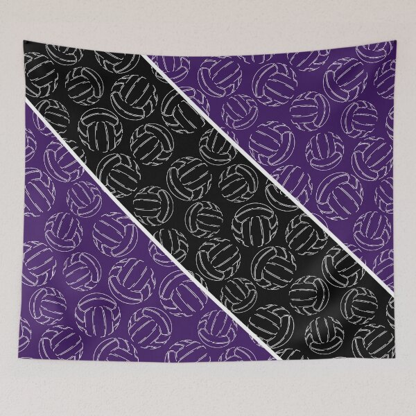 Item preview, Line art volleyballs on angled color blocks - purple & black  designed and sold by katzdzynes.