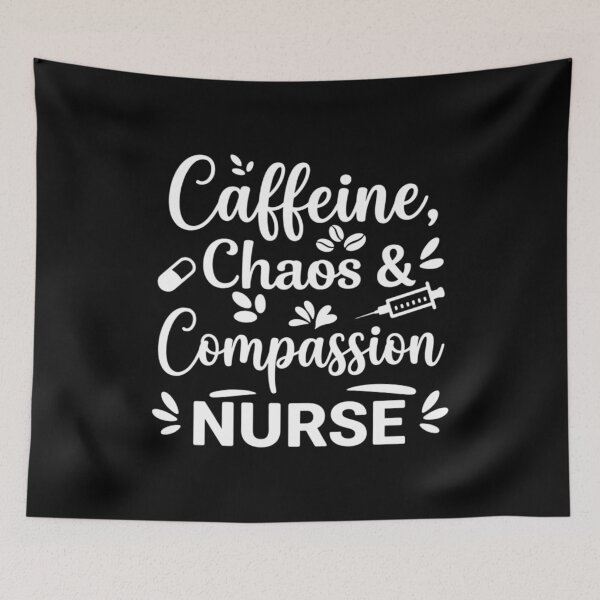 Item preview, Caffeine, Chaos & Compassion, Nurse life designed and sold by CloudyPress.