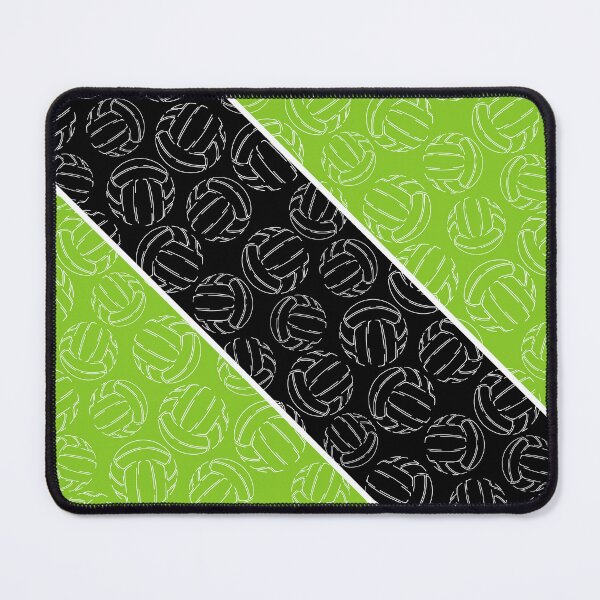 Item preview, Line art volleyballs on angled color blocks - bright green & black designed and sold by katzdzynes.