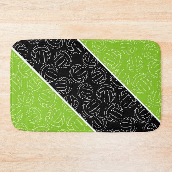 Item preview, Line art volleyballs on angled color blocks - bright green & black  designed and sold by katzdzynes.