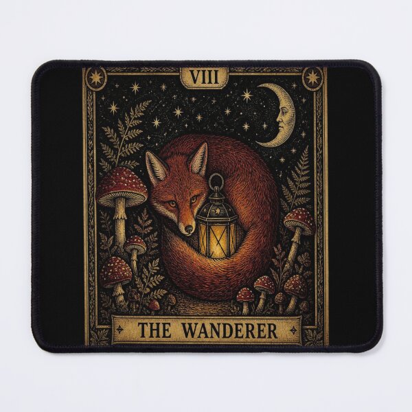Item preview, The Wanderer Fox Tarot Card Woodcut designed and sold by creativerooney.
