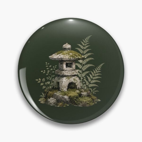 Item preview, Moss-Covered Japanese Stone Lantern in a Botanical Garden designed and sold by SimplePoDesign.