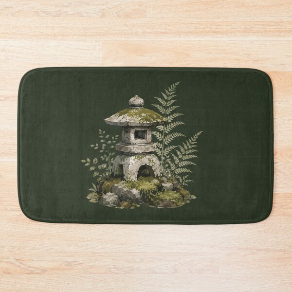 Item preview, Moss-Covered Japanese Stone Lantern in a Botanical Garden designed and sold by SimplePoDesign.