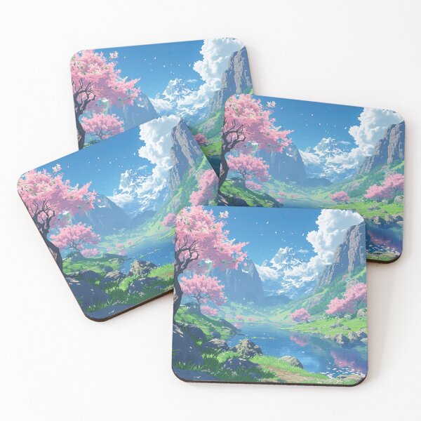 Item preview, Blossom Lake Beneath the Mountains | Anime Fantasy Scenery designed and sold by bella-rosa87.