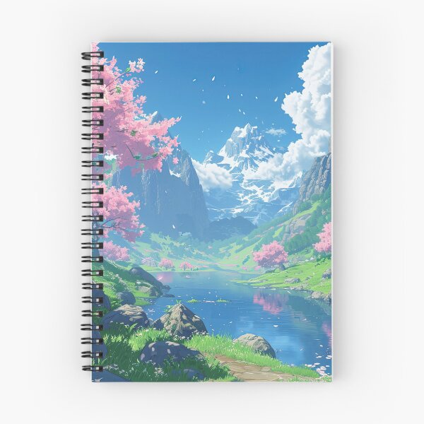 Item preview, Blossom Lake Beneath the Mountains | Anime Fantasy Scenery designed and sold by bella-rosa87.