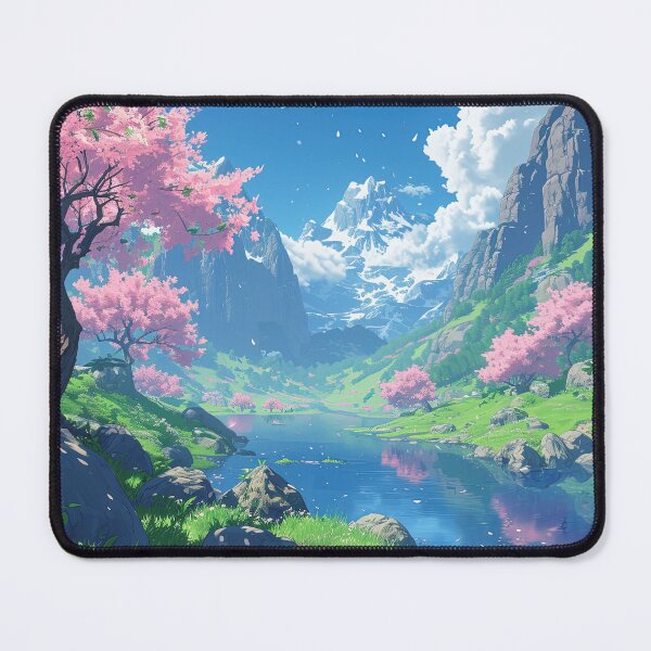 Item preview, Blossom Lake Beneath the Mountains | Anime Fantasy Scenery designed and sold by bella-rosa87.