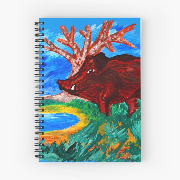 Item preview, Wild Boar at the Forest Pond – Rustic Wildlife Painting designed and sold by SVox.