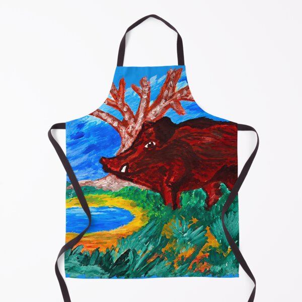 Item preview, Wild Boar at the Forest Pond – Rustic Wildlife Painting designed and sold by SVox.