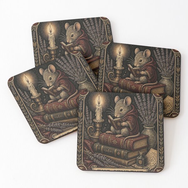 Item preview, The Student Mouse Tarot Card Woodcut designed and sold by creativerooney.