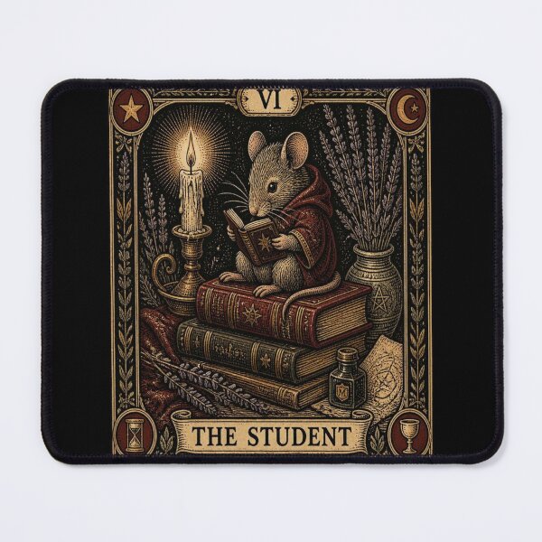 Item preview, The Student Mouse Tarot Card Woodcut designed and sold by creativerooney.