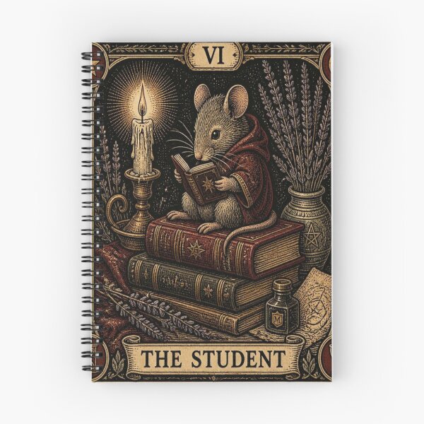 Item preview, The Student Mouse Tarot Card Woodcut designed and sold by creativerooney.