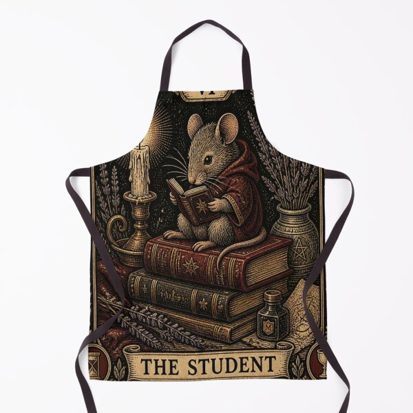 Item preview, The Student Mouse Tarot Card Woodcut designed and sold by creativerooney.
