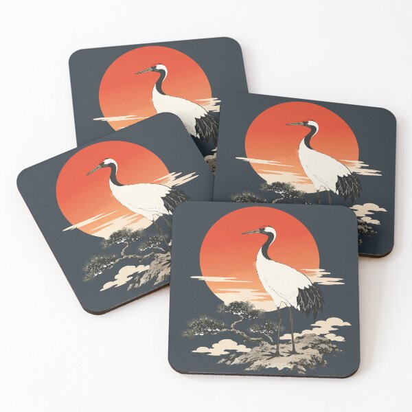 Item preview, Japanese Red-Crowned Crane with Pine and Red Sun designed and sold by SimplePoDesign.