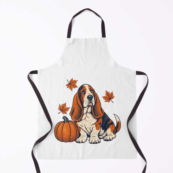 Item preview, Autumn Basset Hound with Pumpkin – Vintage Fall Dog Art designed and sold by Jaani-T.