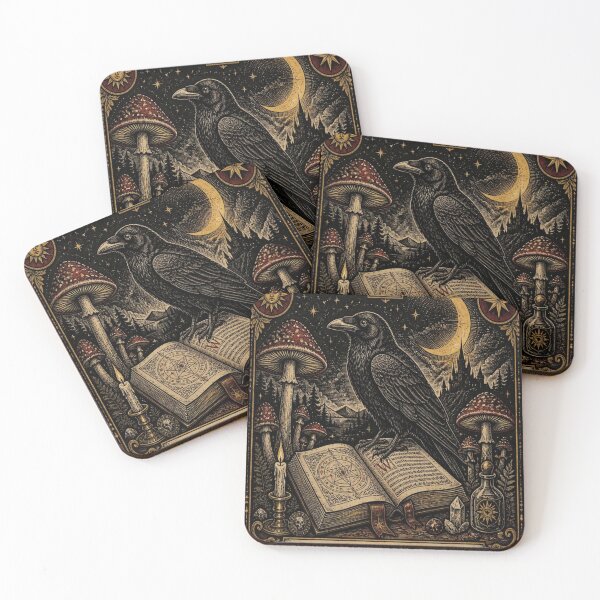 Item preview, The Watcher Raven Tarot Card Woodcut designed and sold by creativerooney.