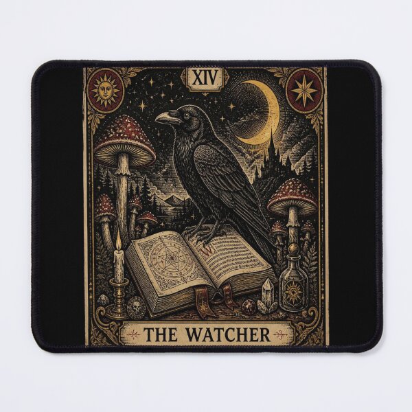Item preview, The Watcher Raven Tarot Card Woodcut designed and sold by creativerooney.