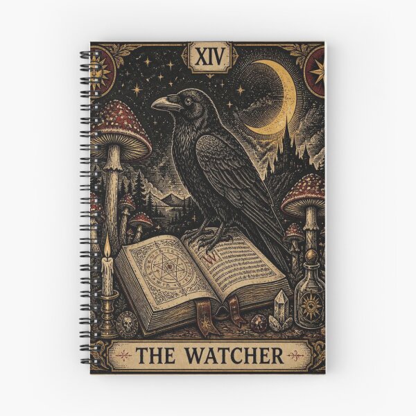 Item preview, The Watcher Raven Tarot Card Woodcut designed and sold by creativerooney.