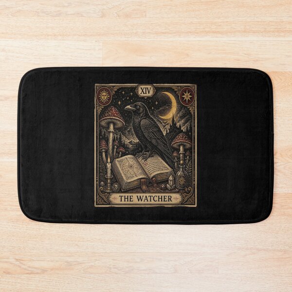 Item preview, The Watcher Raven Tarot Card Woodcut designed and sold by creativerooney.