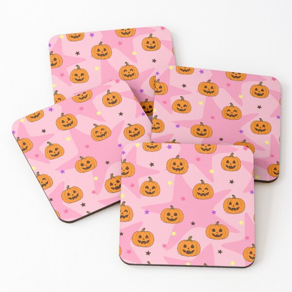 Item preview, Cute Smiling Pumpkins Halloween | Pink Purple Stars & Fun Pumpkin Pattern designed and sold by Uniquememorable.