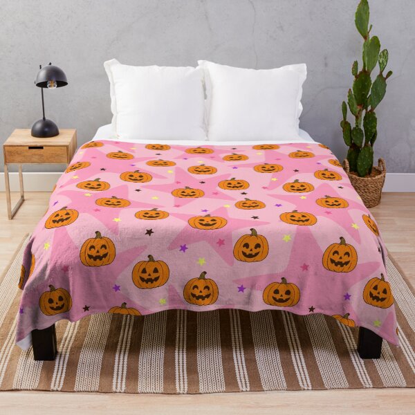 Item preview, Cute Smiling Pumpkins Halloween | Pink Purple Stars & Fun Pumpkin Pattern designed and sold by Uniquememorable.