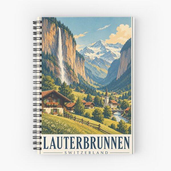 Item preview, Lauterbrunnen Switzerland Travel Souvenir Classic Midcentury Artwork designed and sold by VisualArtsOasis.