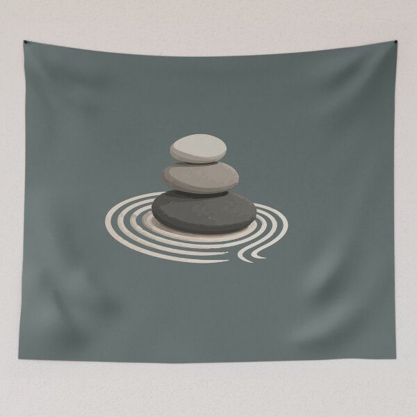 Item preview, Zen Stacked Stones in a Japanese Rock Garden designed and sold by SimplePoDesign.