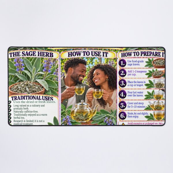 Item preview, Sage Herbal Tea Preparation Guide designed and sold by New Wave Artworks & Odds &Ends.