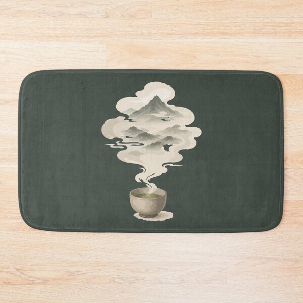 Item preview, Japanese Tea and Mountain Landscape Steam Illustration designed and sold by SimplePoDesign.