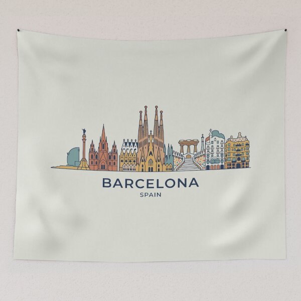 Item preview, Barcelona Skyline Spain Landmarks Architecture designed and sold by Amir Faysal.