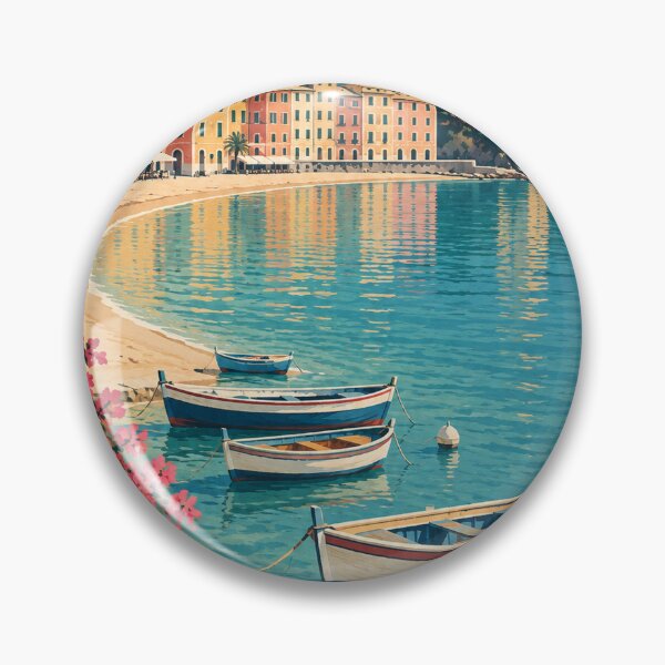 Item preview, Sestri Levante Italy Travel Souvenir - Vintage Midcentury Scene designed and sold by VisualArtsOasis.