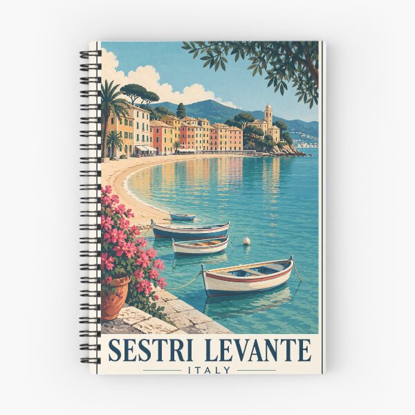 Item preview, Sestri Levante Italy Travel Souvenir - Vintage Midcentury Scene designed and sold by VisualArtsOasis.