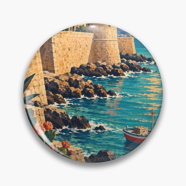 Item preview, Alghero Sardinia Travel Souvenir - Midcentury Painted Art designed and sold by VisualArtsOasis.
