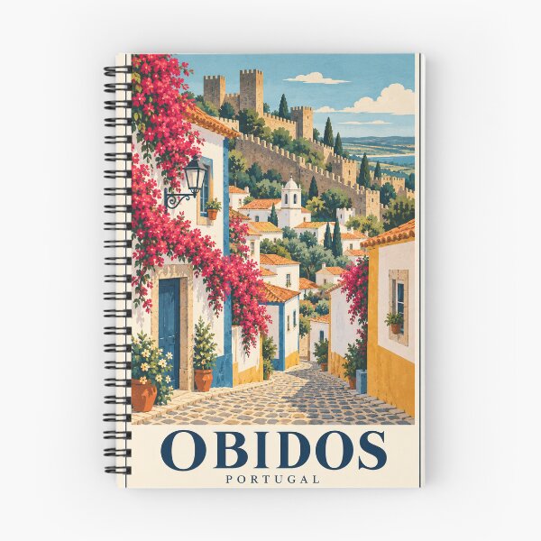 Item preview, Obidos Portugal Travel Souvenir Classic Midcentury Artwork designed and sold by VisualArtsOasis.