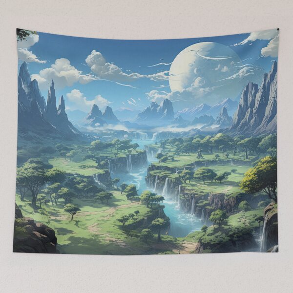 Item preview, Moonlit Waterfall Kingdom | Anime Fantasy World designed and sold by bella-rosa87.