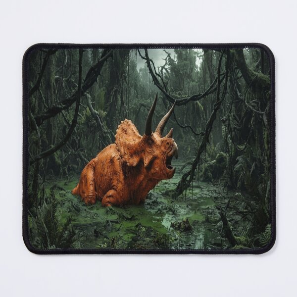 Item preview, Orange Triceratops in Dark Mystical Swamp designed and sold by AfresStudio.