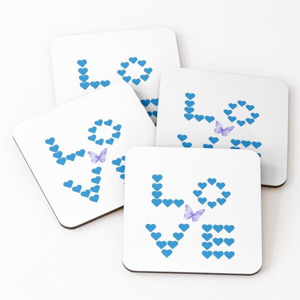 Item preview, Blue Hearts Love with Butterfly  designed and sold by MissLotusStudio.