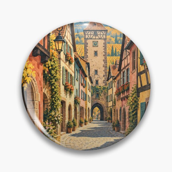 Item preview, Riquewihr France Travel Souvenir Midcentury Illustration designed and sold by VisualArtsOasis.