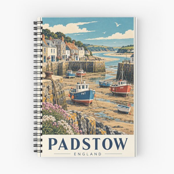 Item preview, Padstow England Travel Souvenir Classic Midcentury Artwork designed and sold by VisualArtsOasis.