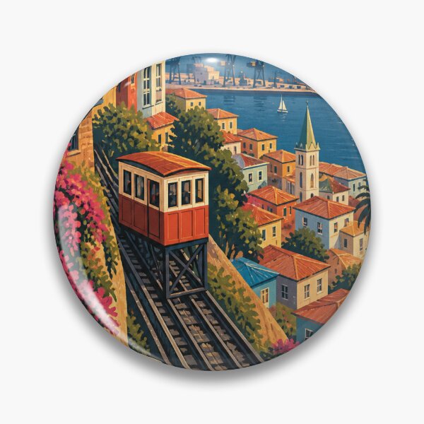 Item preview, Valparaiso Chile Travel Souvenir - Midcentury Painted Art designed and sold by VisualArtsOasis.